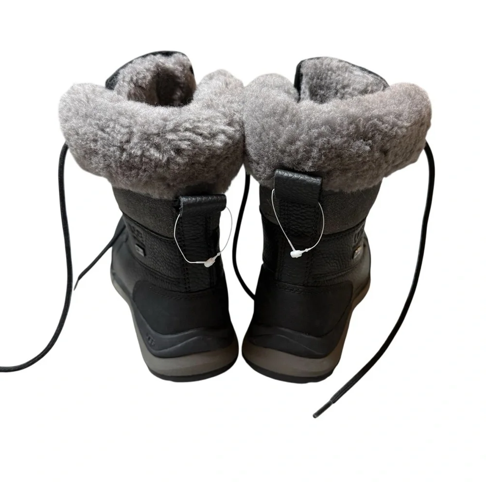 NEW Ugg Women’s Adirondack III Waterproof Fur Boot in Black/Grey Size 5